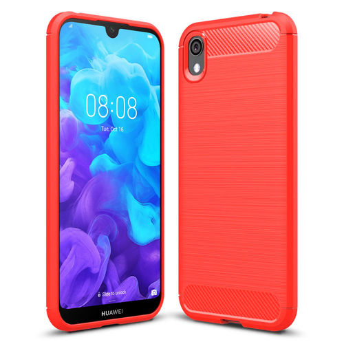 Flexi Slim Carbon Fibre Case for Huawei Y5 (2019) - Brushed Red